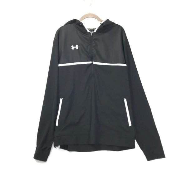 Under Armour Win It Cold Gear Infrared Large Quarter Zip Black with White - Picture 1 of 5